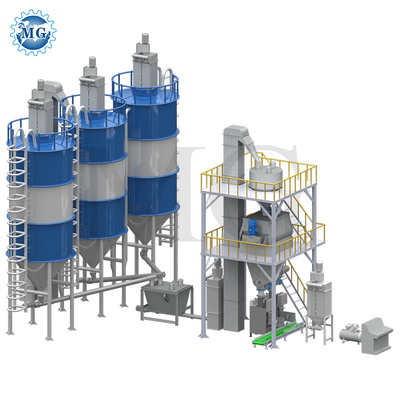 PLC ذكي 10-30 T / H مزيج جاف مسحوق الهاون مصنع الحائط الرمال المضغوطة خلاط أسمنت القرميد البنفسجية الطوب اللاصق الصفيحة صنع آلة