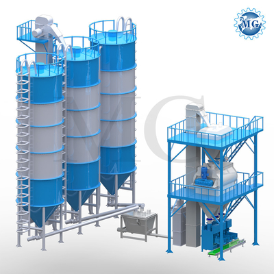 PLC التحكم الجاف الملاط آلة خلط 50 T / H 80kw الأسمنت جدار المعجون مصنع السيراميك