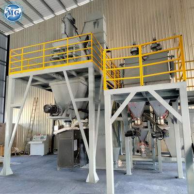 10-12T / H مصنع الملاط الجاف الأوتوماتيكي بالكامل مع خلاط مجداف ذو شافت مزدوج